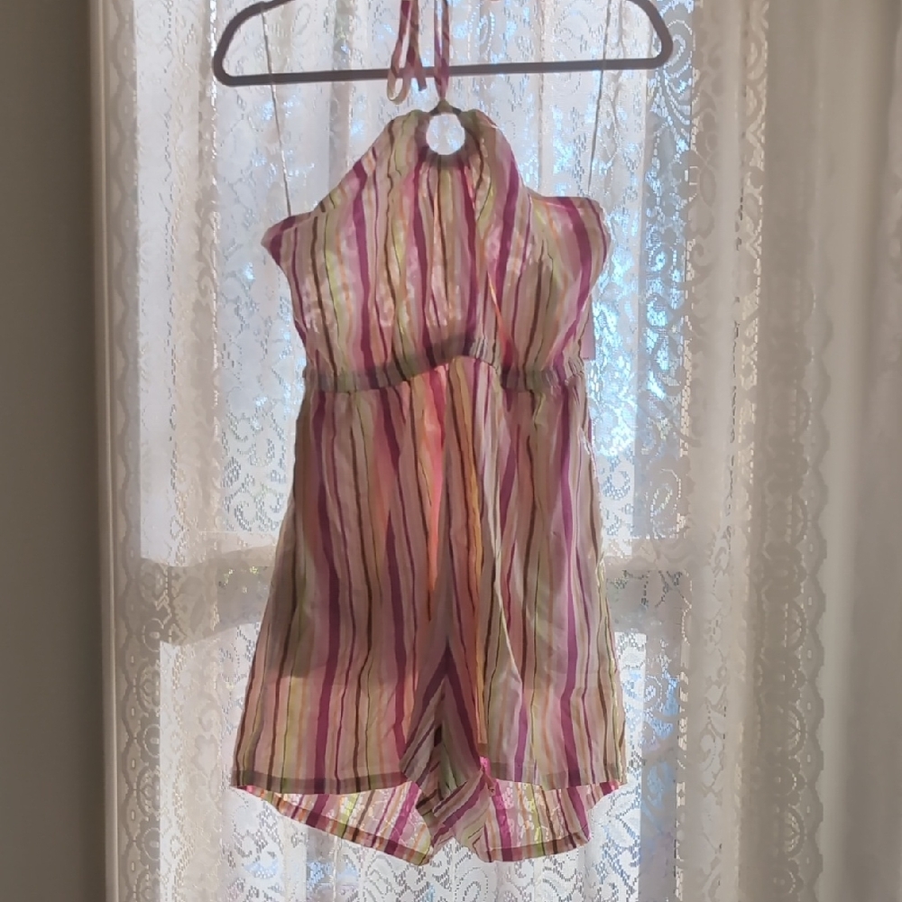 Striped Pink and Orange Women's Romper